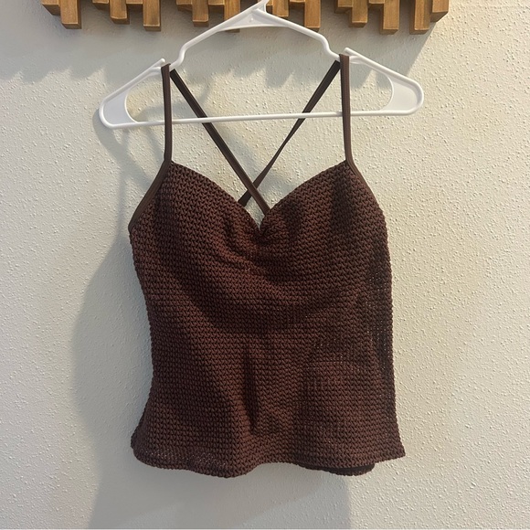 Victoria's Secret Other - Victoria’s secret brown crochet knit tankini top 36A‎